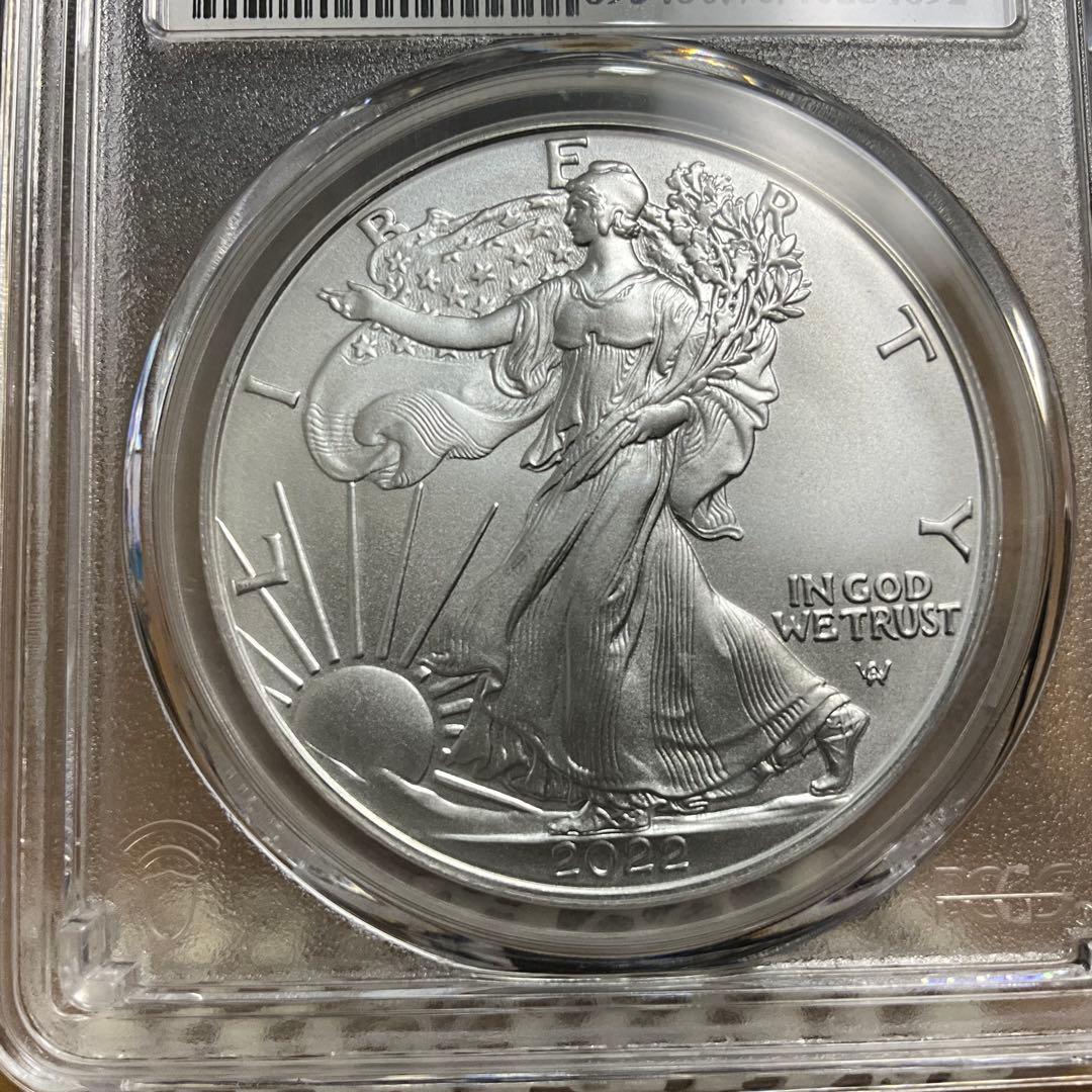 【新品】Eagleシルバーイーグル銀貨2022-W PCGS MS70 Blue
