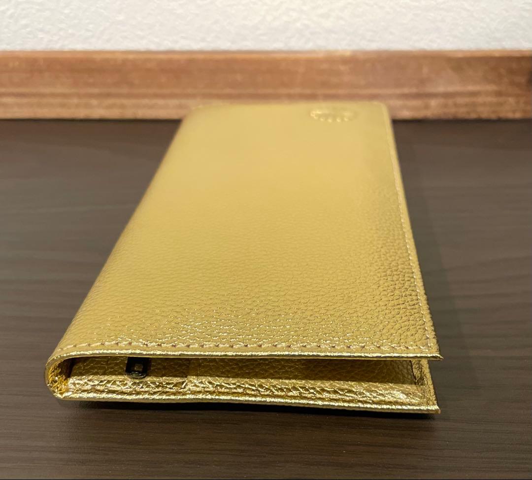 【皇居限定品】菊の御紋入り 長財布 ゴールドと純金箔入り あぶらとり紙付き 牛革