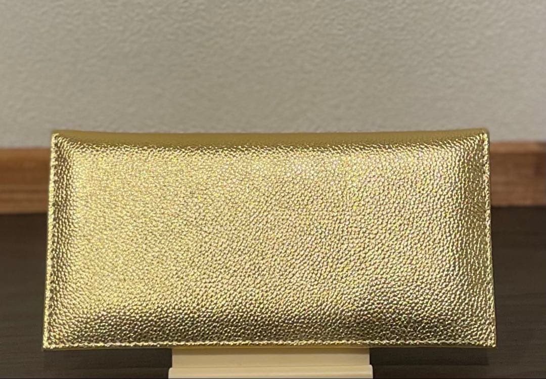 【皇居限定品】菊の御紋入り 長財布 ゴールドと純金箔入り あぶらとり紙付き 牛革