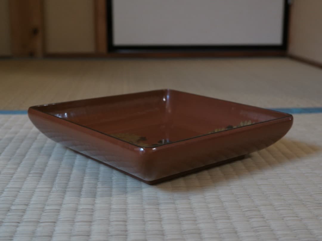 高井白陽　菓子器　漆工芸　菊蒔絵　お盆　箱付　Q1860