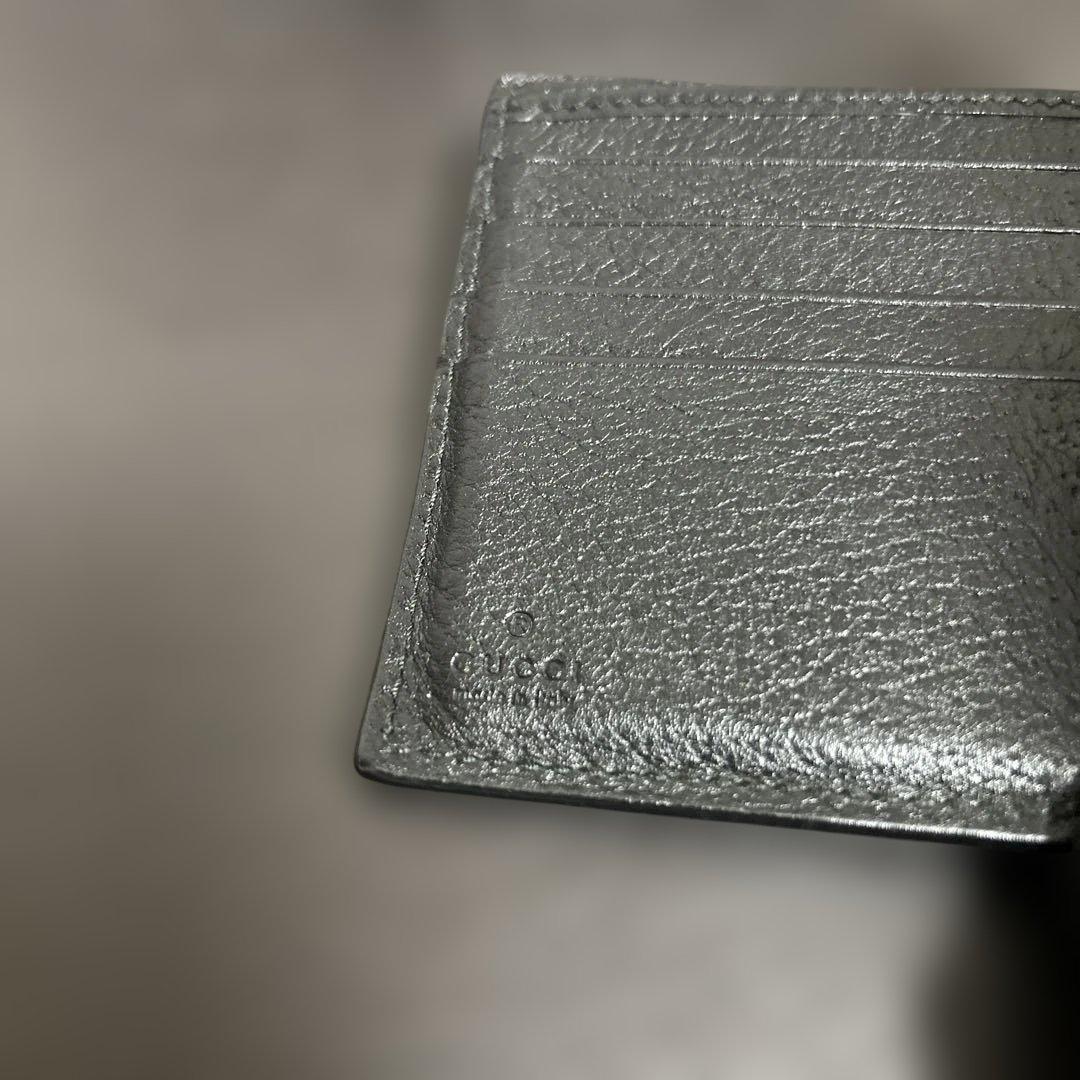 グッチ 二つ折り財布 シェリーライン レザー ブラック