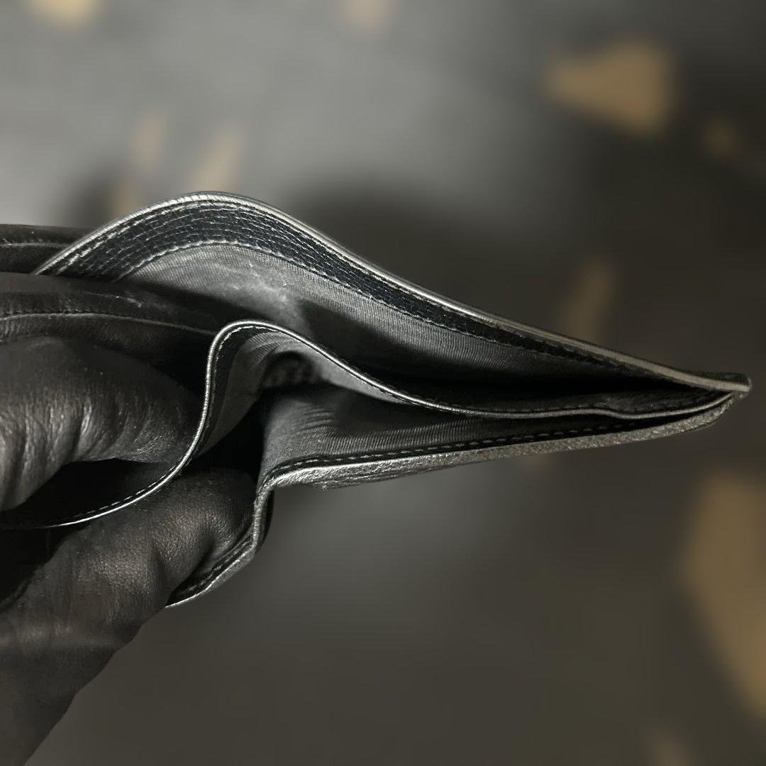 グッチ 二つ折り財布 シェリーライン レザー ブラック