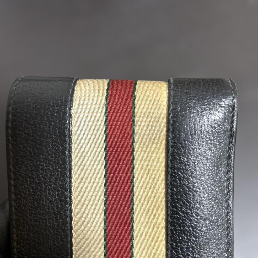 グッチ 二つ折り財布 シェリーライン レザー ブラック