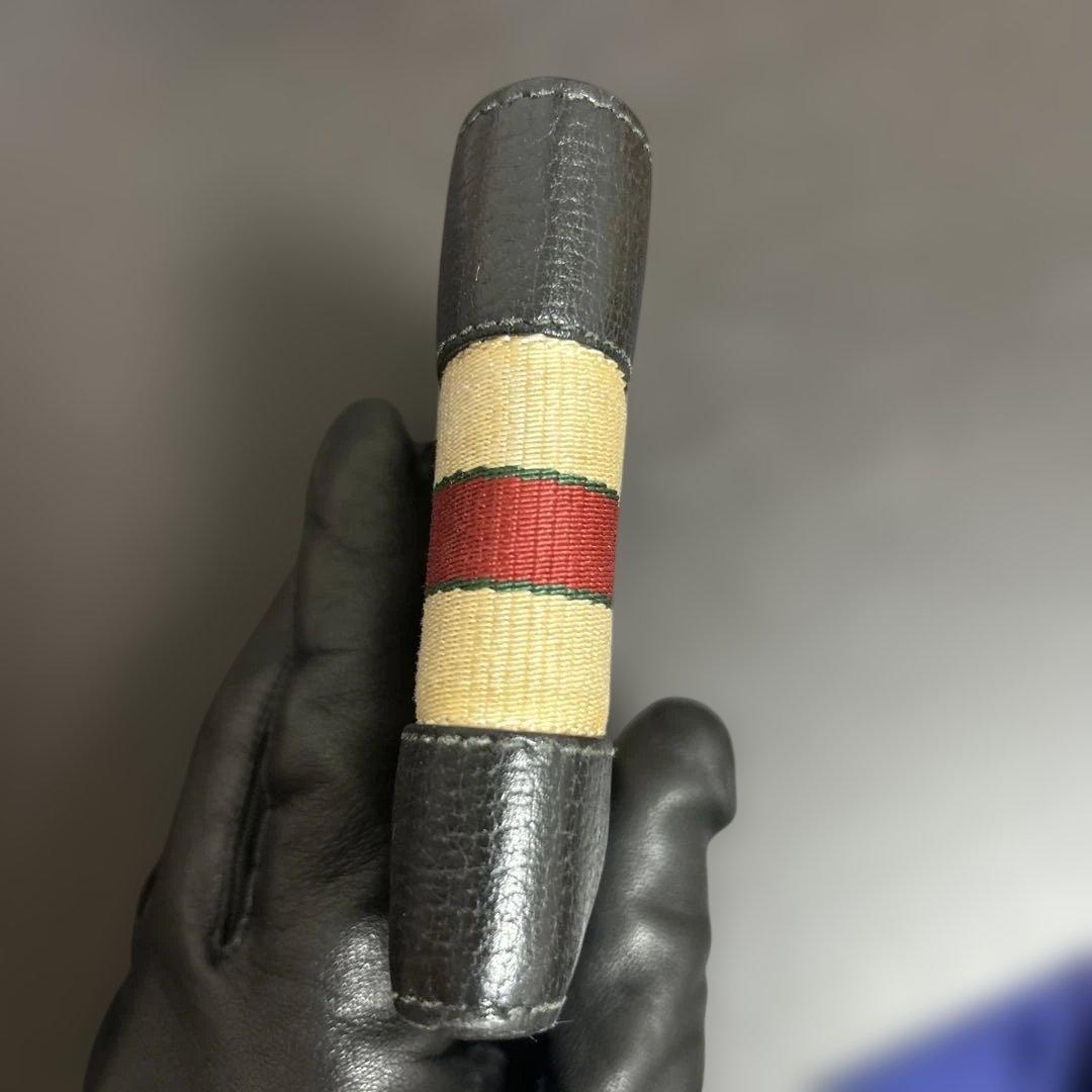 グッチ 二つ折り財布 シェリーライン レザー ブラック