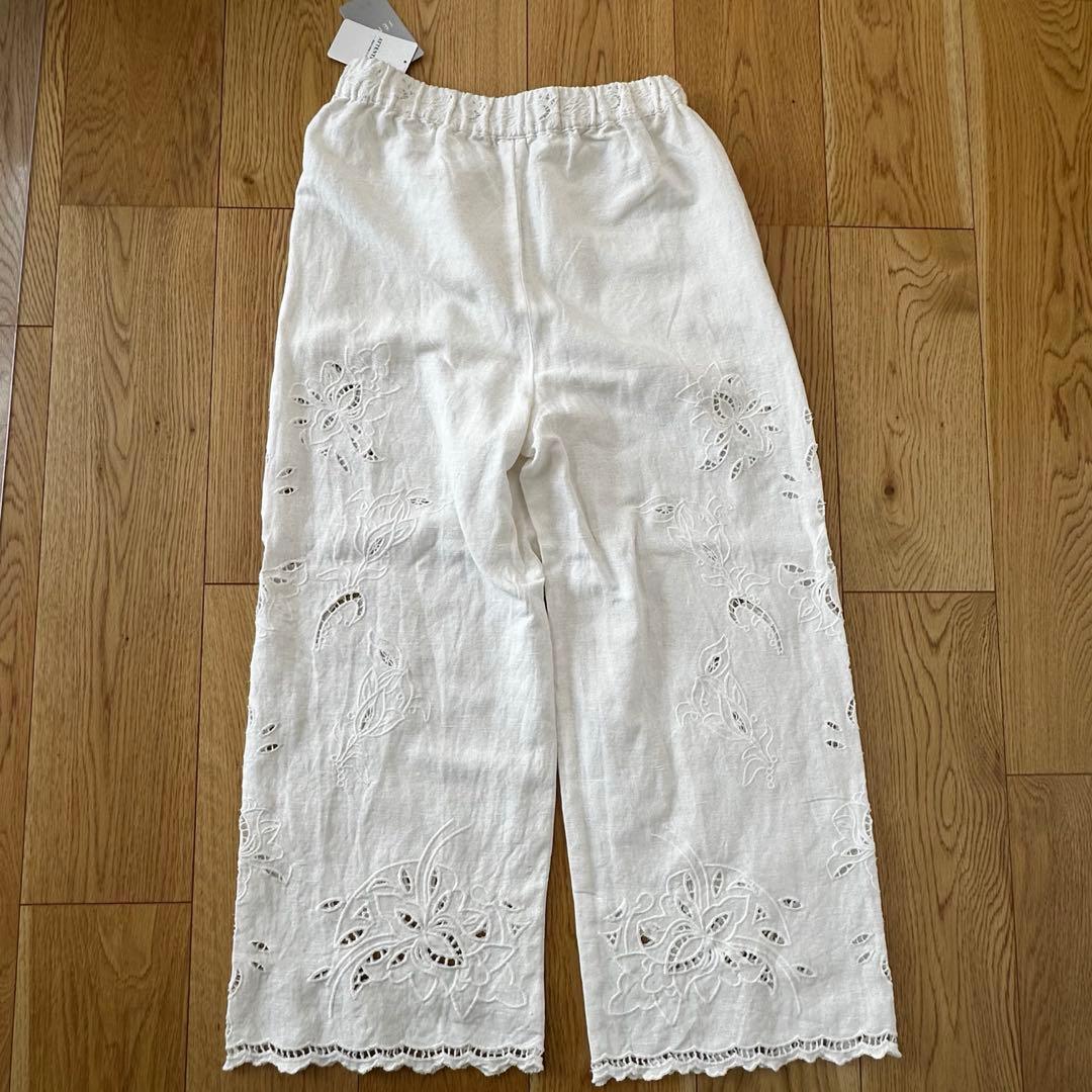 IENA /コットンリネンカットワークレース イージーパンツ