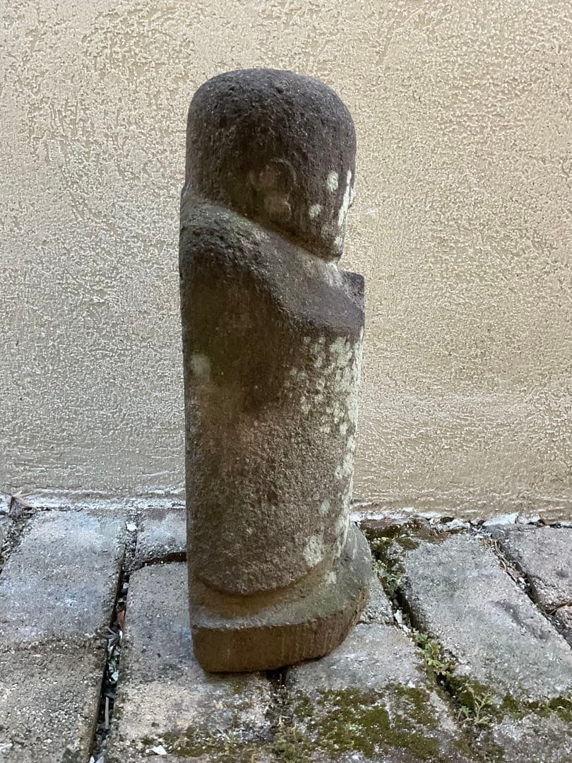 野仏　地蔵菩薩像　古い石仏　民衆仏　仏像　仏教美術　山梨県　高さ約45cm