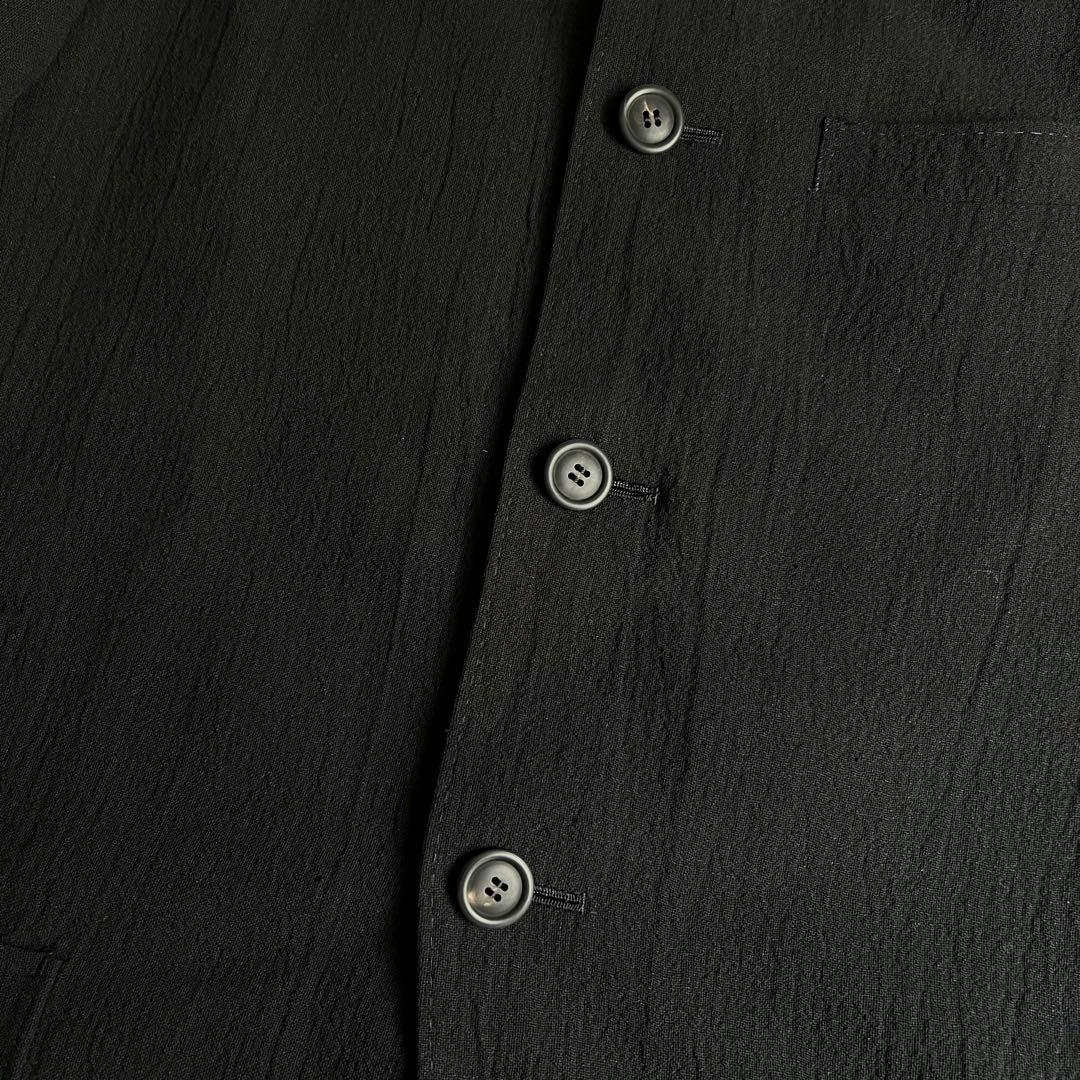 イッセイミヤケメン　リネン×ウール　シワ加工　マオカラー　ジャケット　Mサイズ