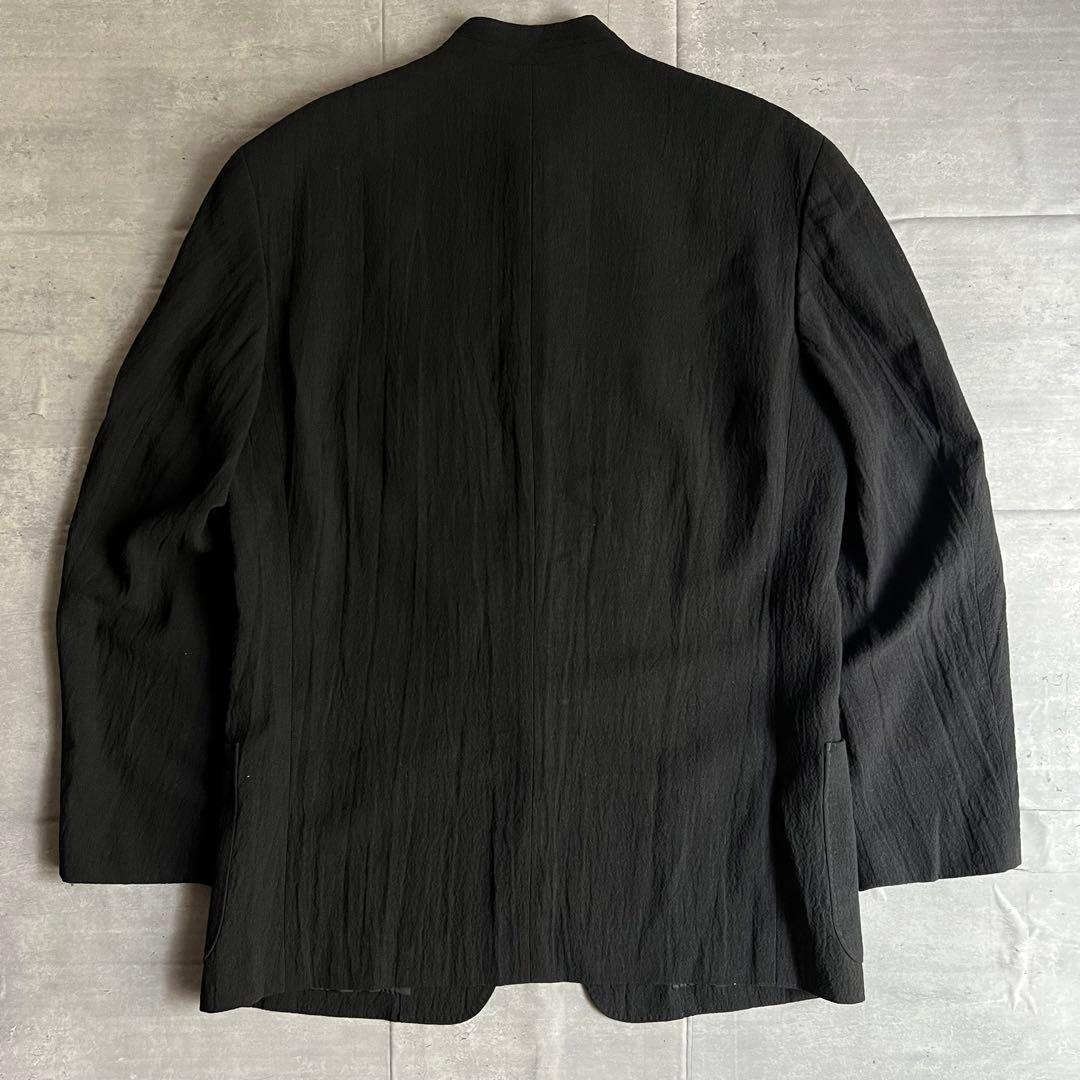 イッセイミヤケメン　リネン×ウール　シワ加工　マオカラー　ジャケット　Mサイズ
