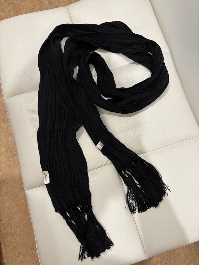 サンローランパリ エディスリマン 2013SS シルク フリンジストール 新品