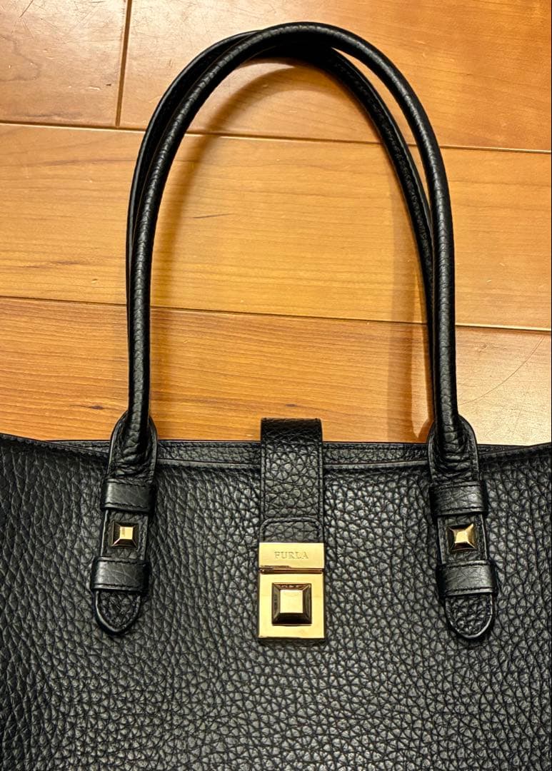 FURLA フルラ　ジョアン　トートバッグ　ブラック　シボ革　大容量　黒