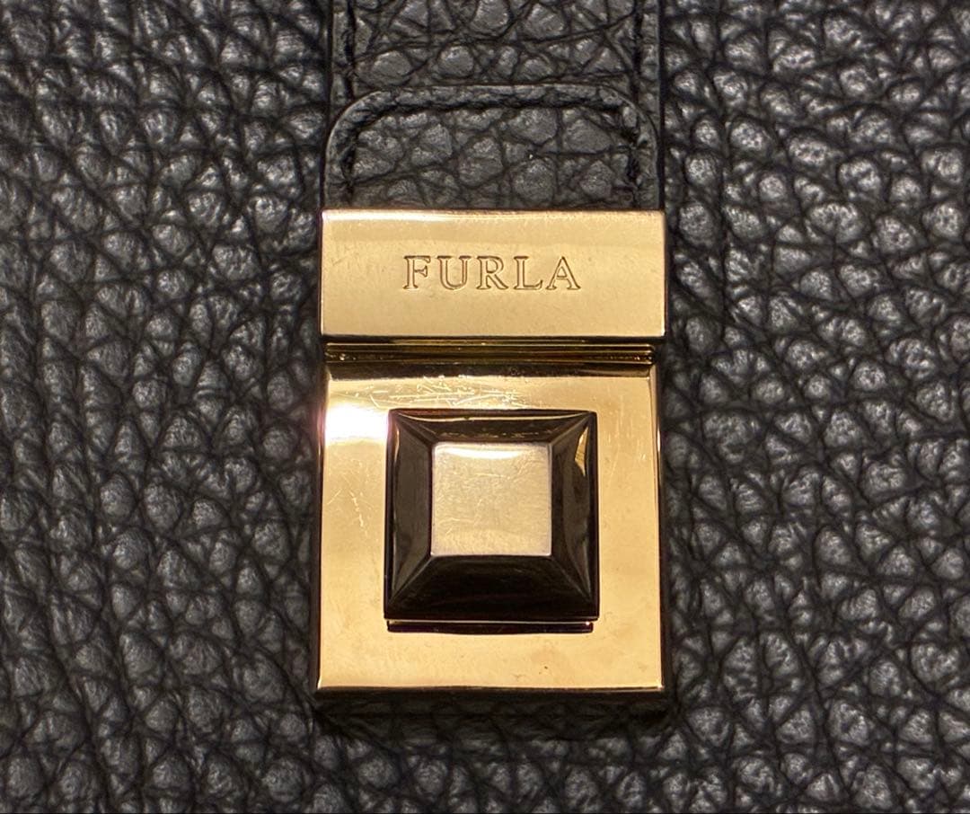FURLA フルラ　ジョアン　トートバッグ　ブラック　シボ革　大容量　黒