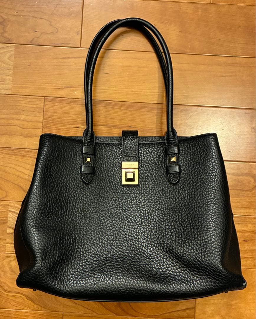 FURLA フルラ　ジョアン　トートバッグ　ブラック　シボ革　大容量　黒