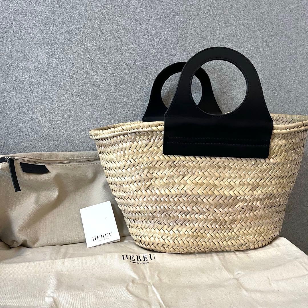 最終値下げ★美品　HEREU かごバッグ ナチュラル　ブラック