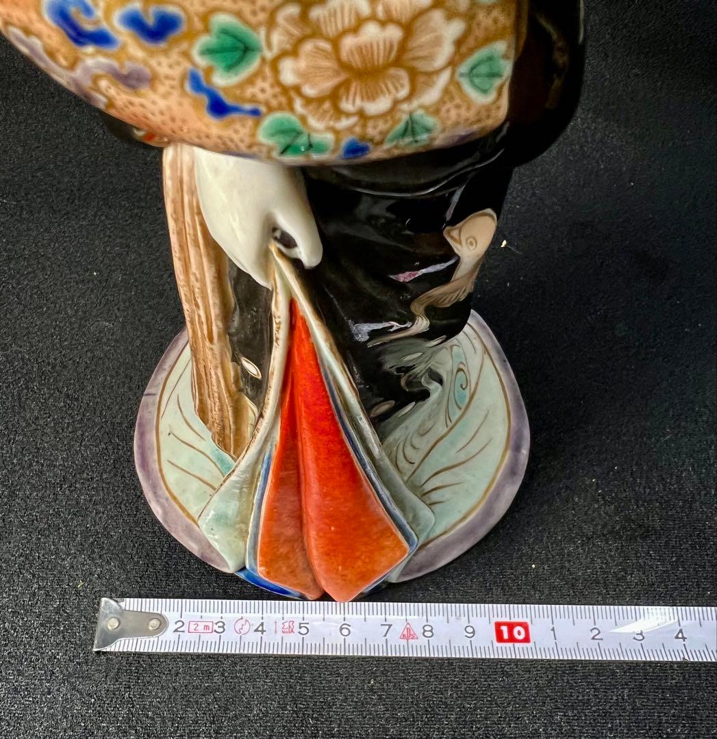 九谷焼 春画人形 色絵金彩 舞妓　陶器人形枕絵　置物