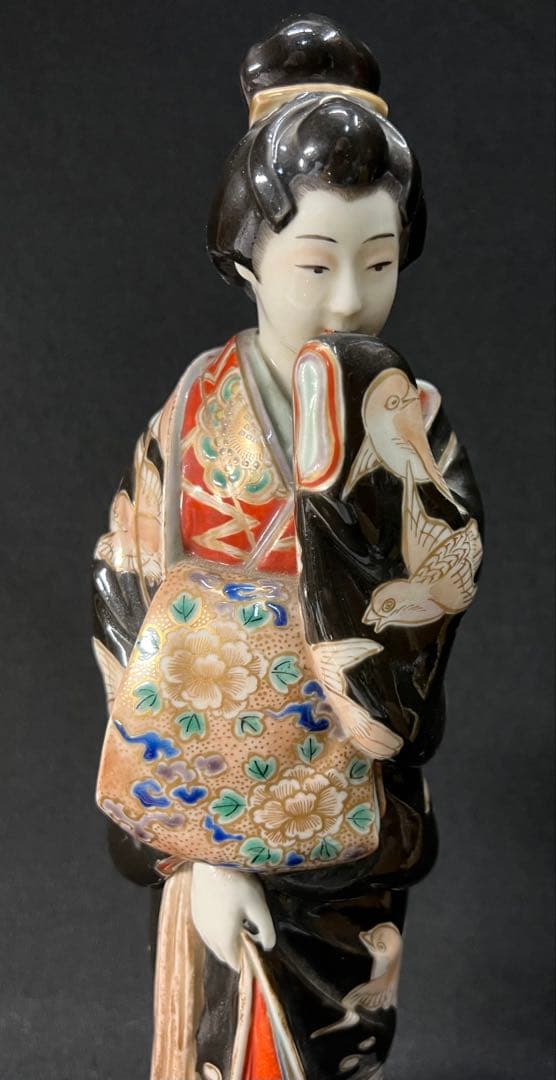 九谷焼 春画人形 色絵金彩 舞妓　陶器人形枕絵　置物