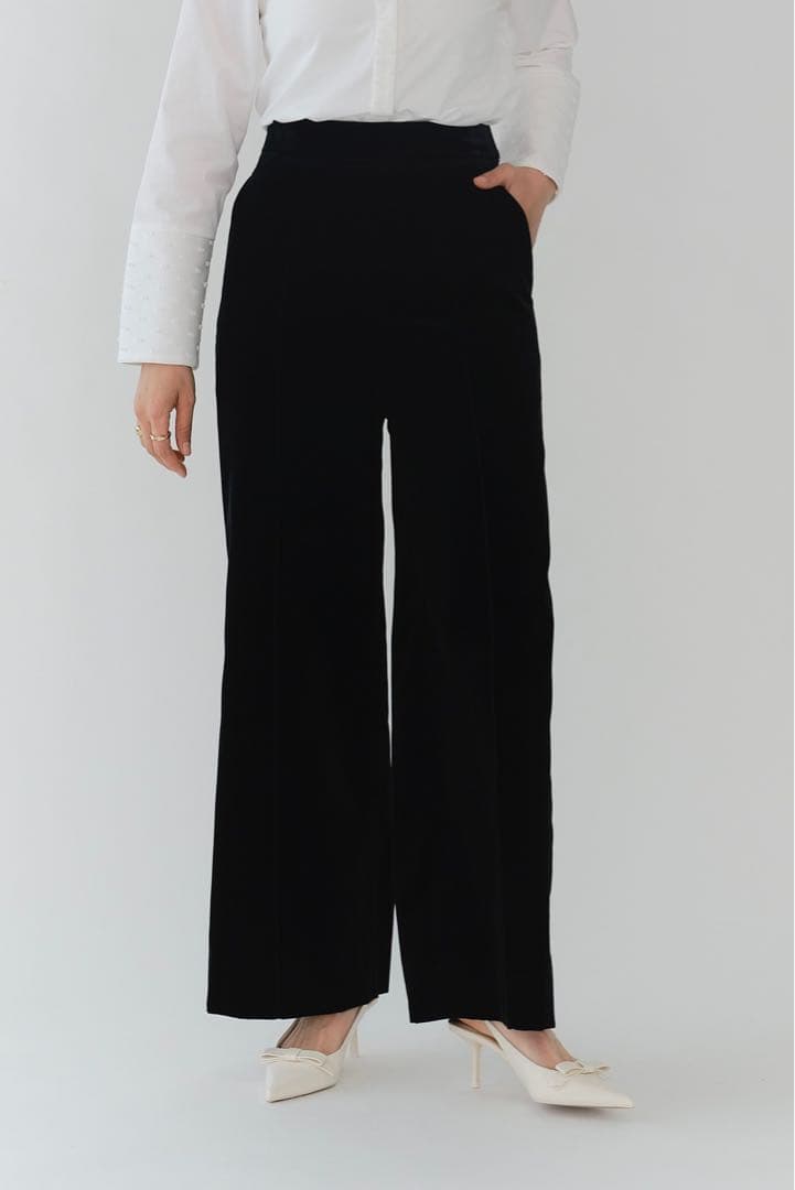 美品今期yoriコットンベルベットワイドパンツヨリDRAWERドゥロワー