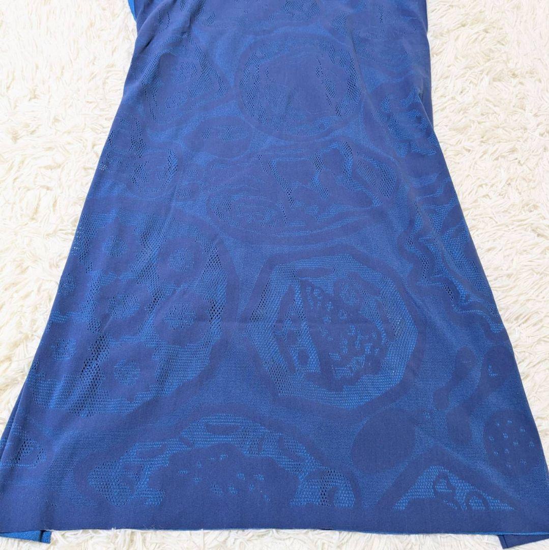 プリーツプリーズ 2024年モデル ワンピース 総柄 ブルー フリーサイズ