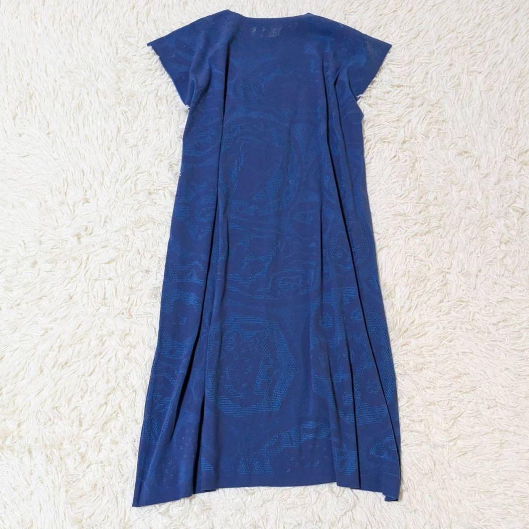 プリーツプリーズ 2024年モデル ワンピース 総柄 ブルー フリーサイズ