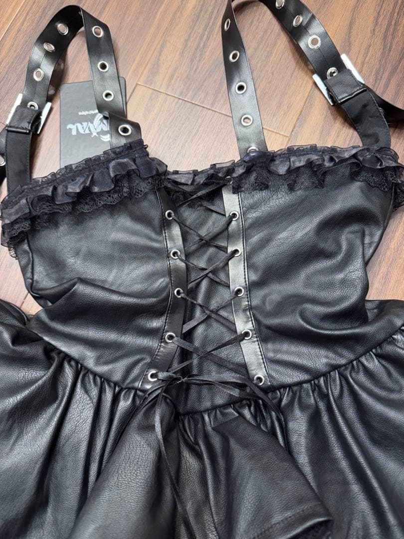 スカート QOOZA IMVAL / Lace Frill Leather Dress