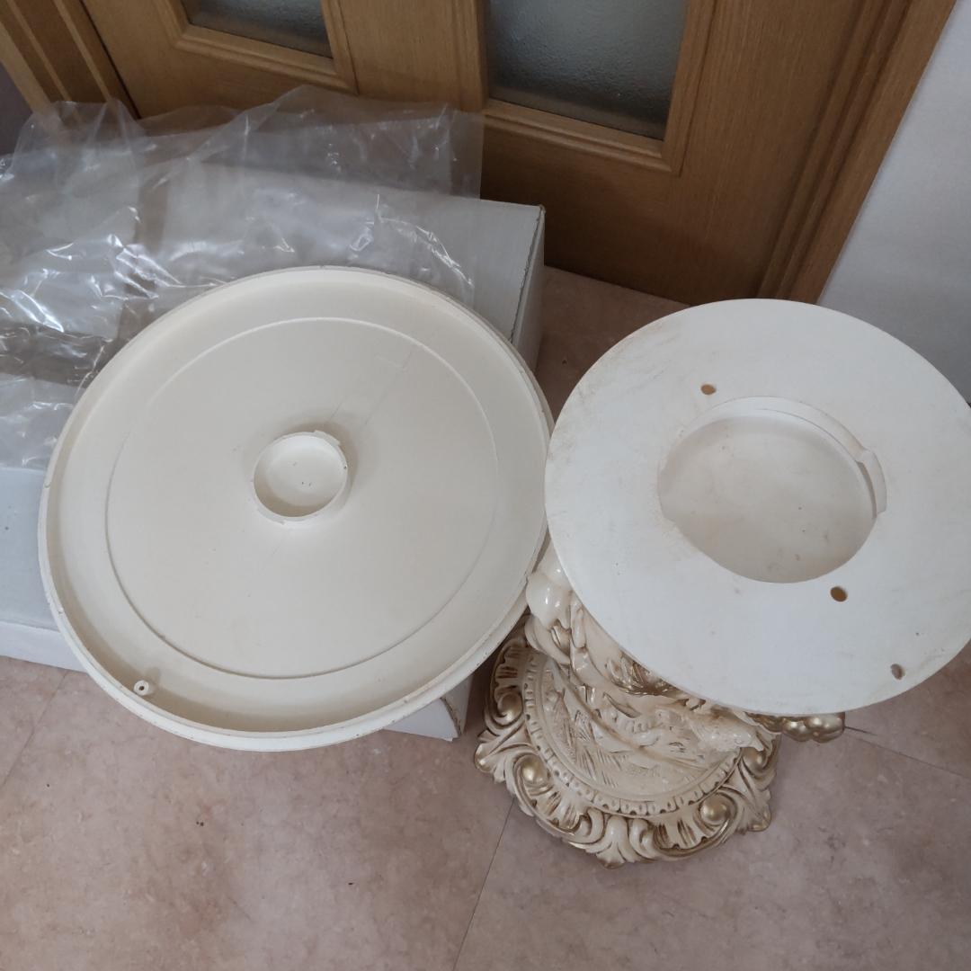 象嵌プリント　西洋アンティーク風　イタリア　サイドテーブル　組み立てテーブル