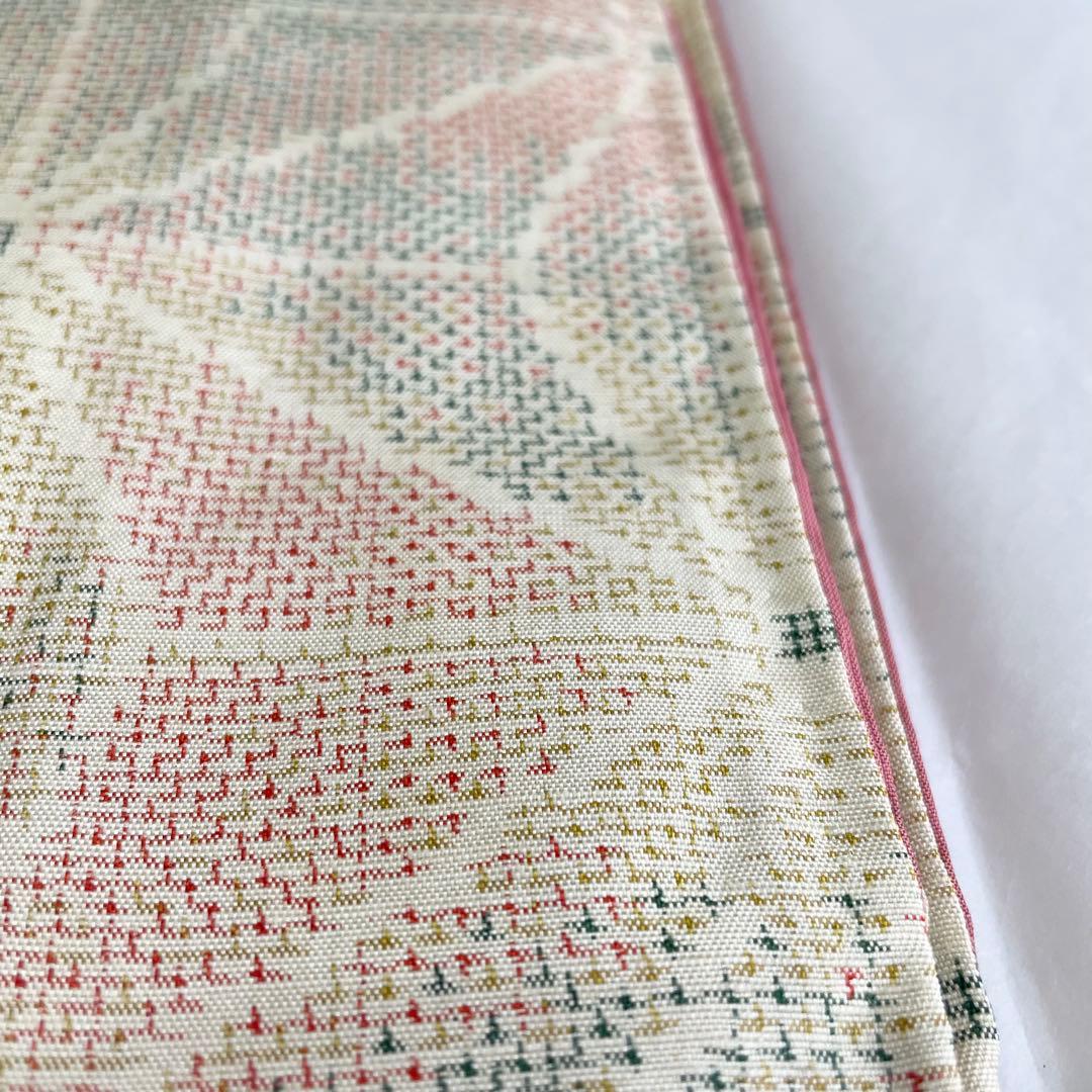 未使用　大島紬　袷仕立て　パステルカラー　名古屋帯（長尺）付き