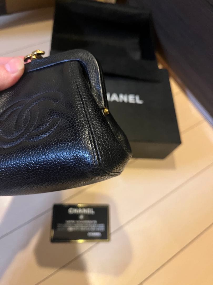 未使用　激レア　CHANEL キャビアスキン　ケース　ポーチ　がま口