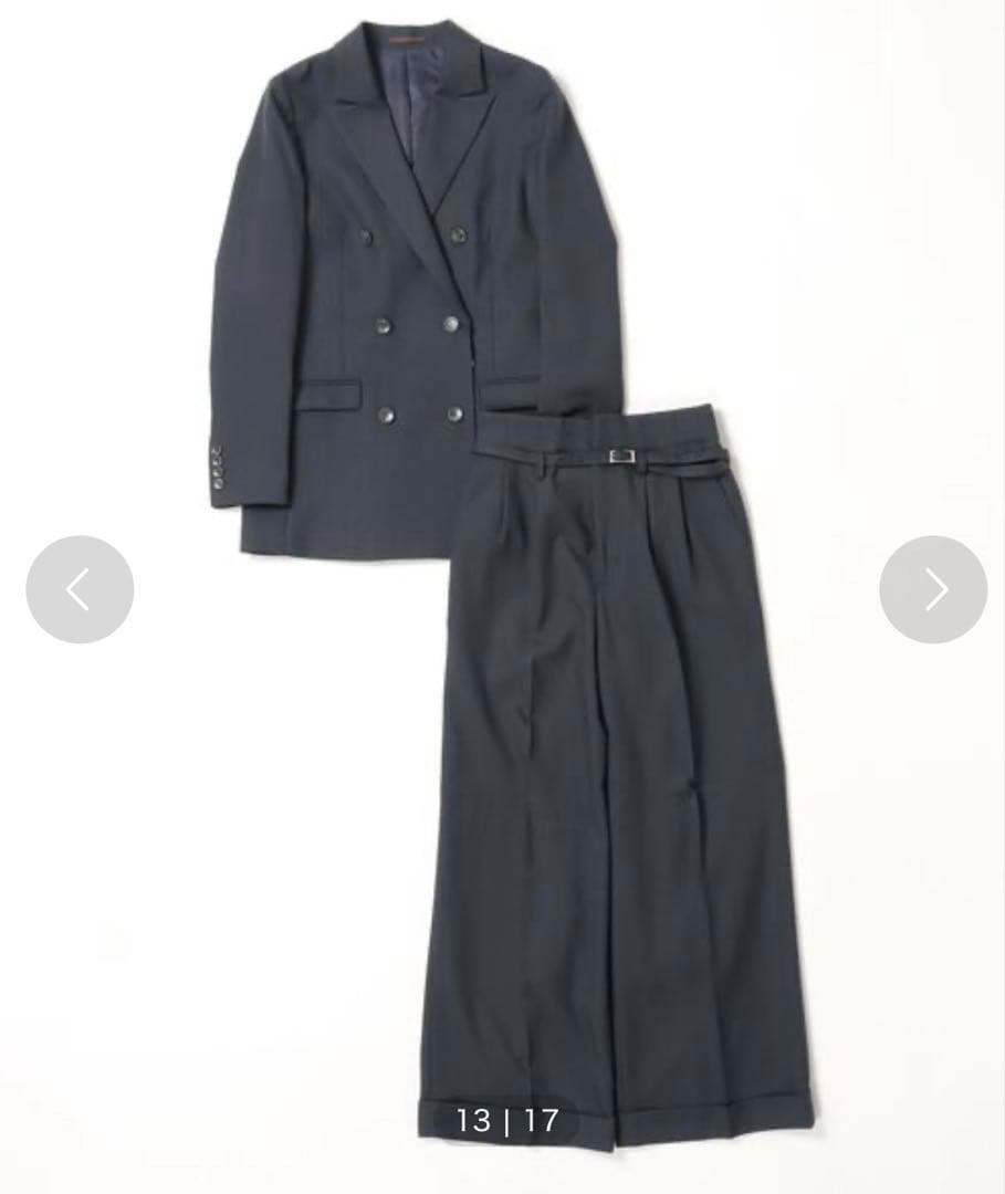 【美品】SUIT SELECT洗えるスーツセット ダブルジャケット&ワイドパンツ