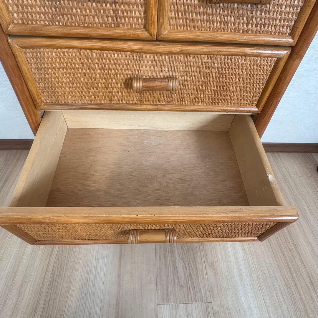 昭和レトロ ラタン製 5段チェスト ナチュラル