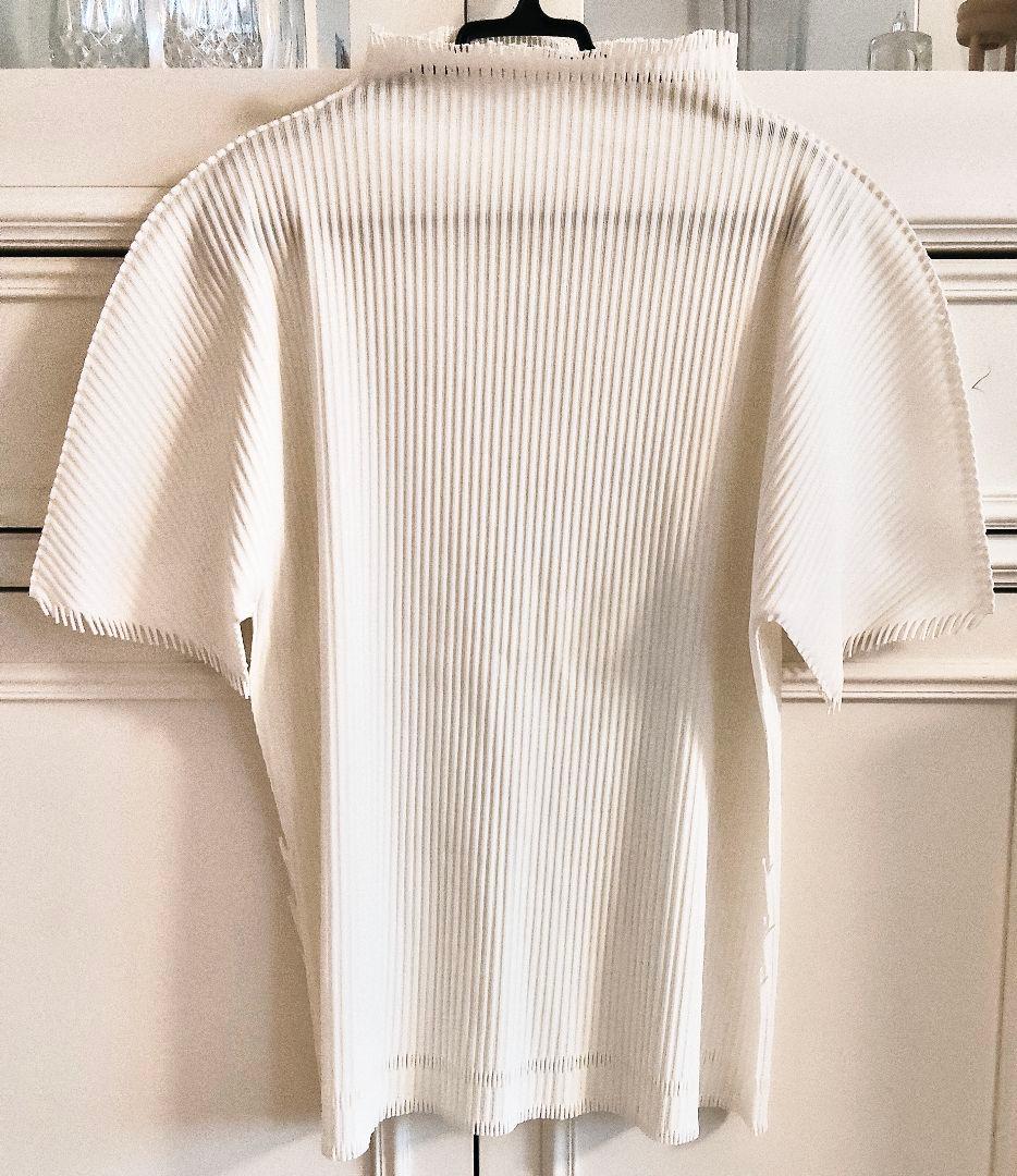 プリーツプリーズ フリンジ 半袖カットソー ホワイト 美品