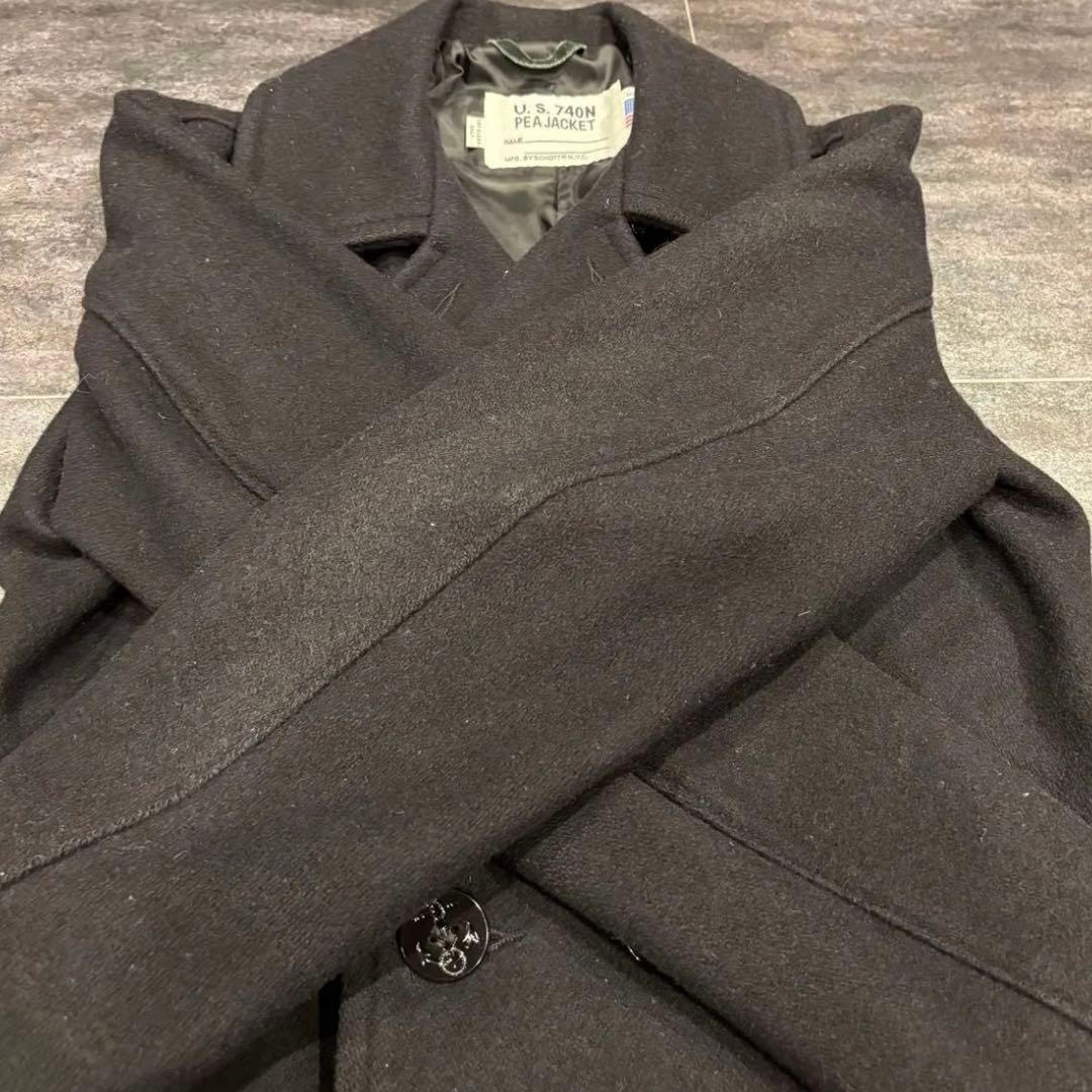 90s Schott Pea coat double black 38 USA製
