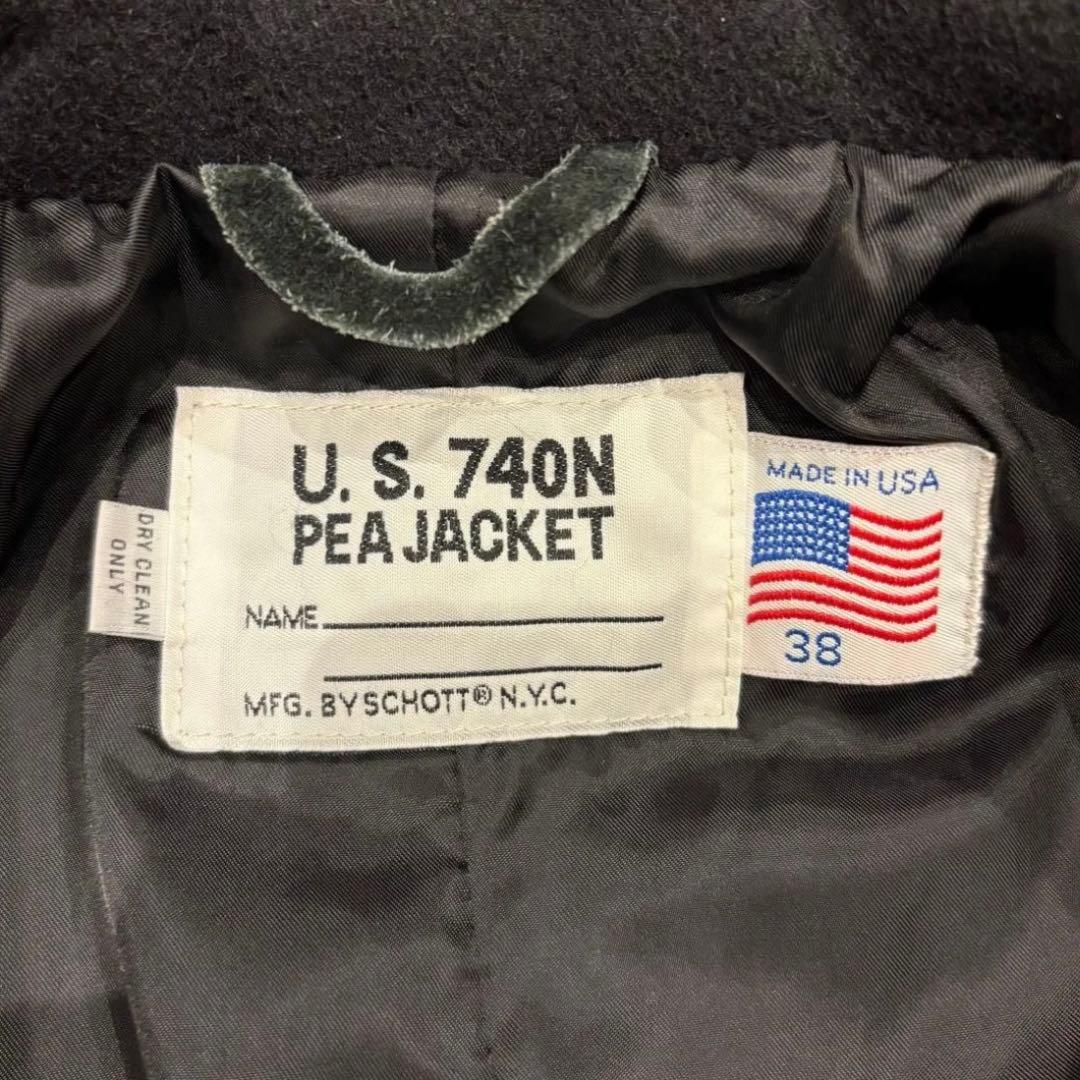 90s Schott Pea coat double black 38 USA製