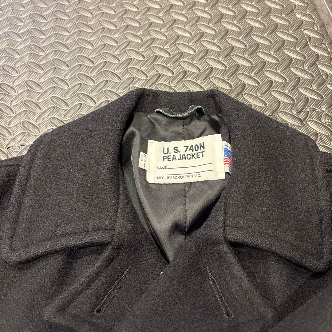 90s Schott Pea coat double black 38 USA製