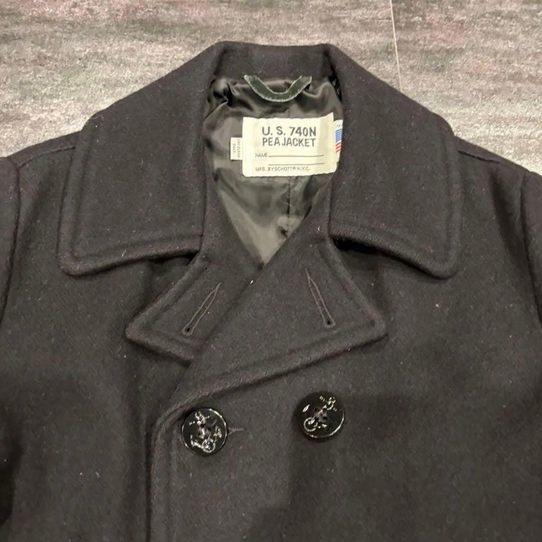 90s Schott Pea coat double black 38 USA製