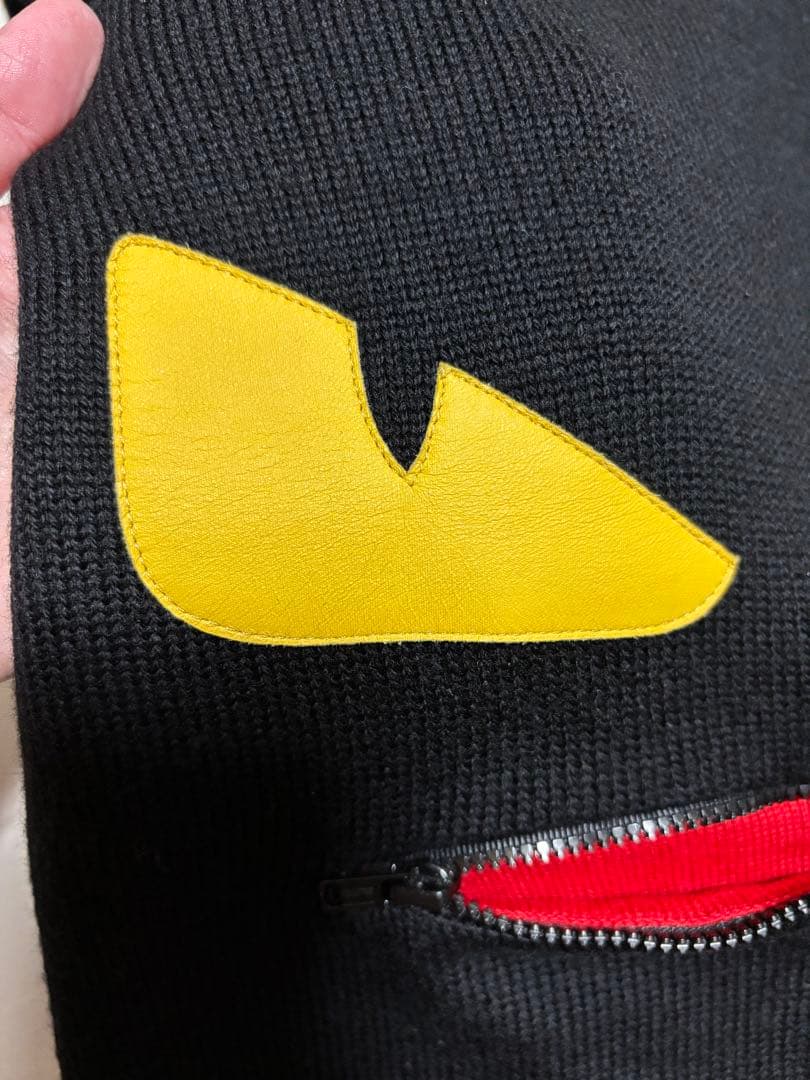 【美品】FENDI フェンディ モンスター マフラー ブラック バグズアイ