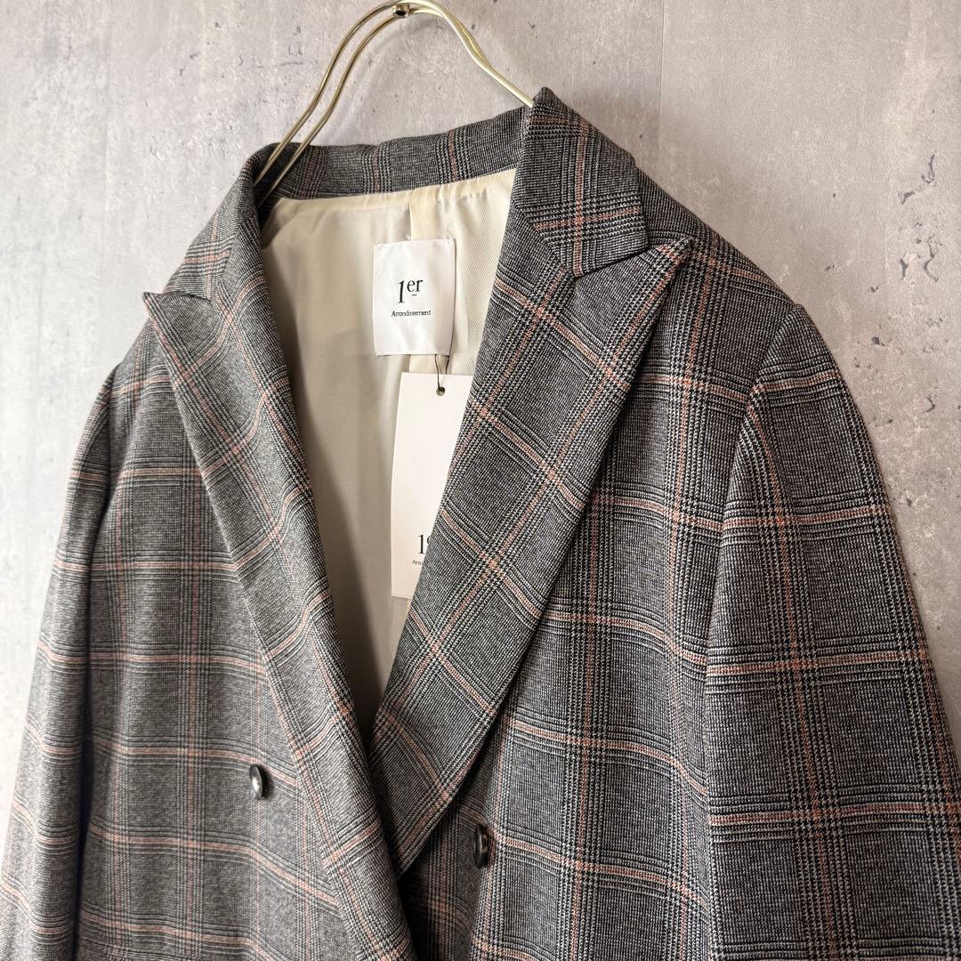 未使用✨プルミエアロンディスモン グレンチェックダブルジャケット テーラード