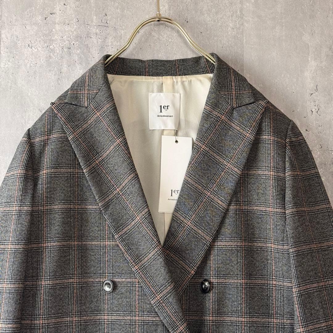 未使用✨プルミエアロンディスモン グレンチェックダブルジャケット テーラード