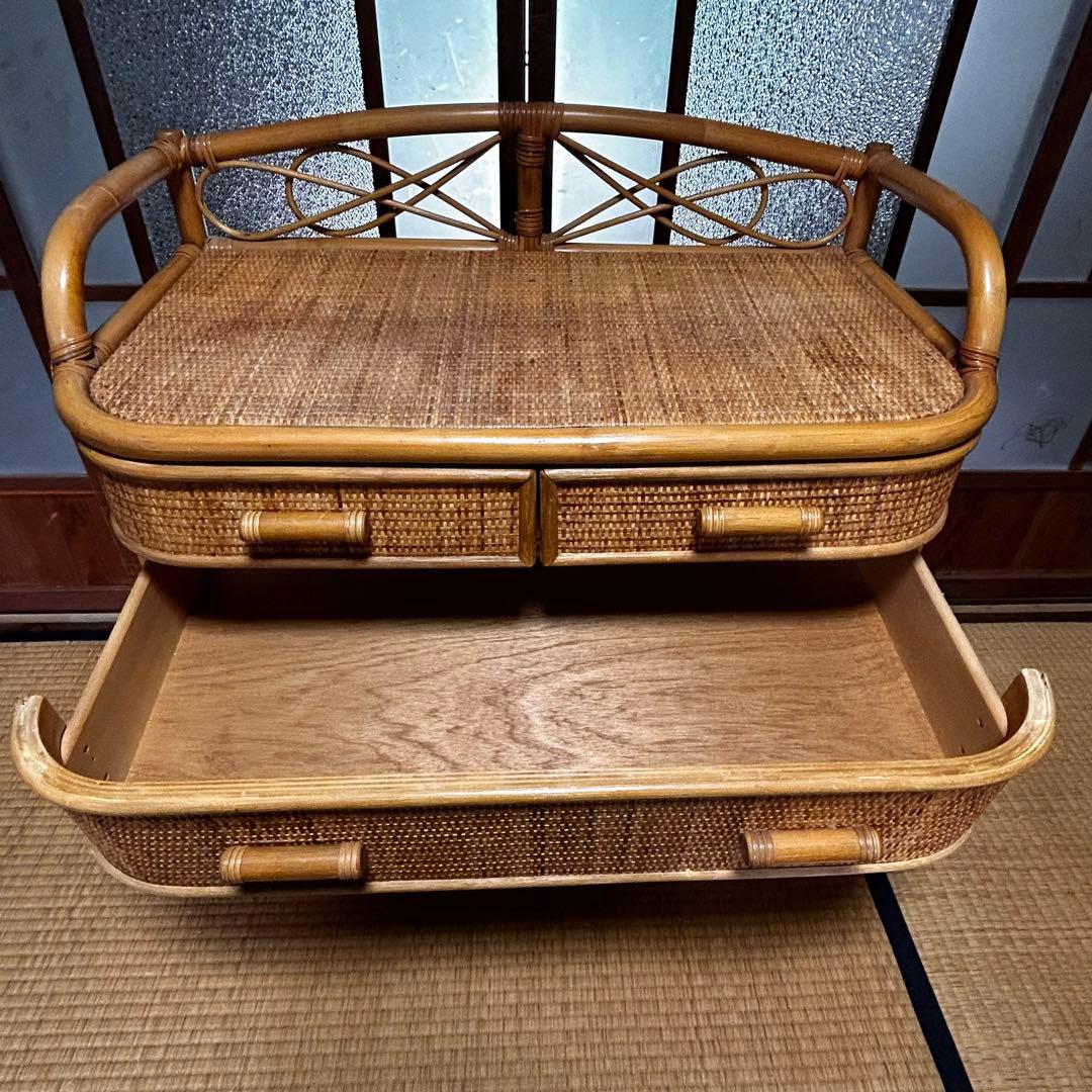 ラタン籐チェスト 家具 4段 タンス　レトロ アンティーク