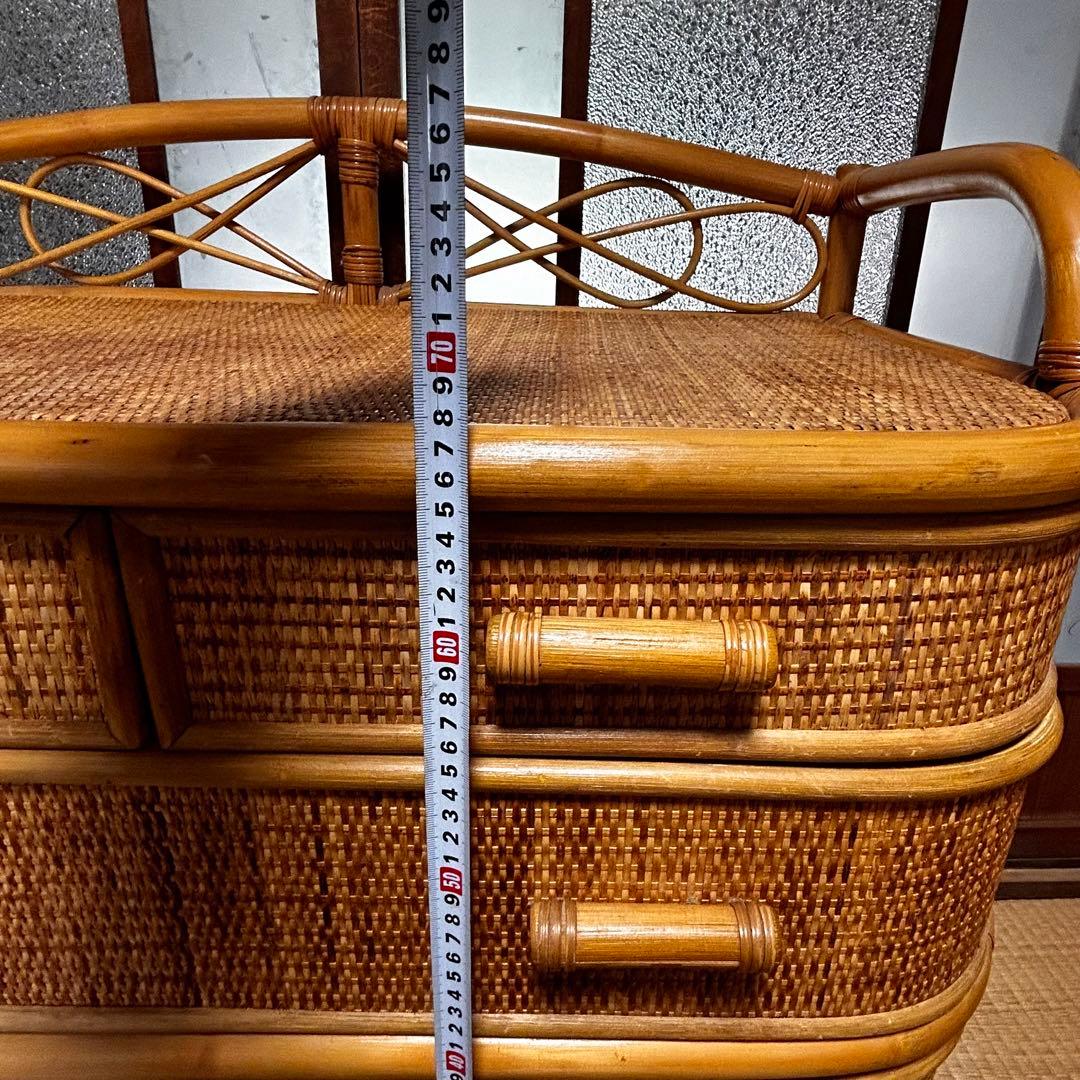 ラタン籐チェスト 家具 4段 タンス　レトロ アンティーク