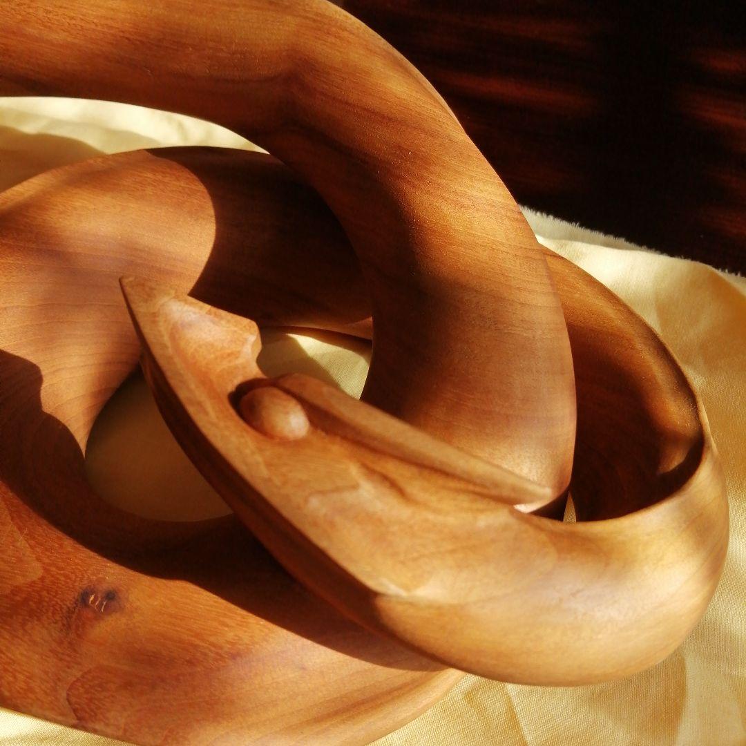 加藤潮光　木彫昇龍　38.5cm