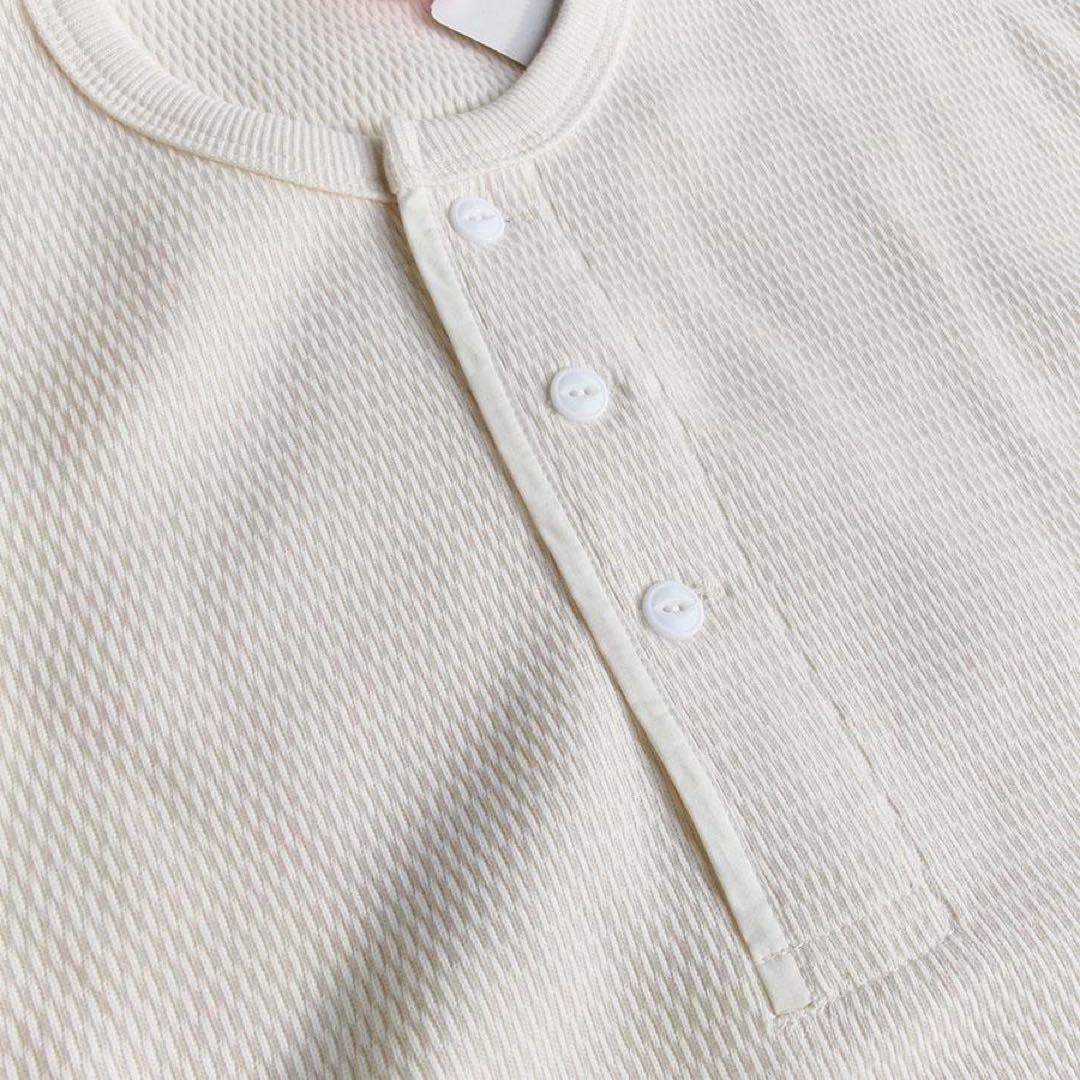 【M】ヘルスニット ハニカム サーマル ヘンリーネック Tシャツ 52034