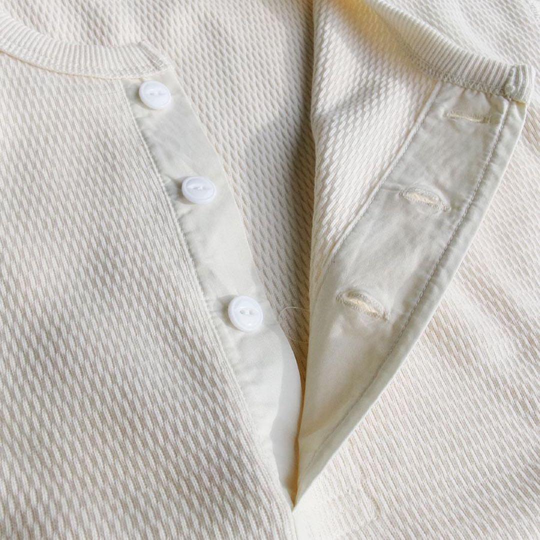 【M】ヘルスニット ハニカム サーマル ヘンリーネック Tシャツ 52034