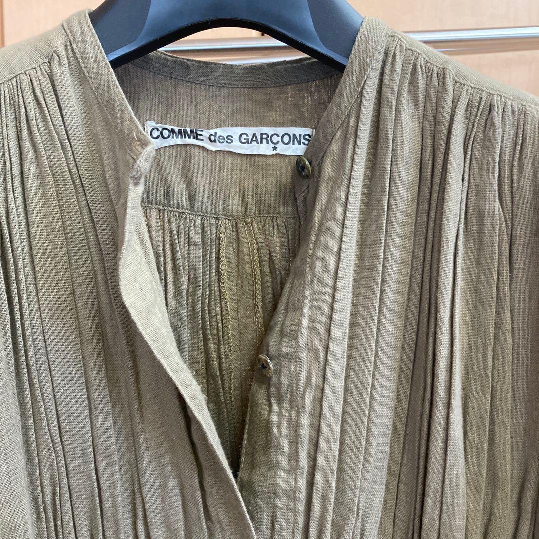COMME des GARCONS プリーツチュニック 長袖 オリーブグリーン