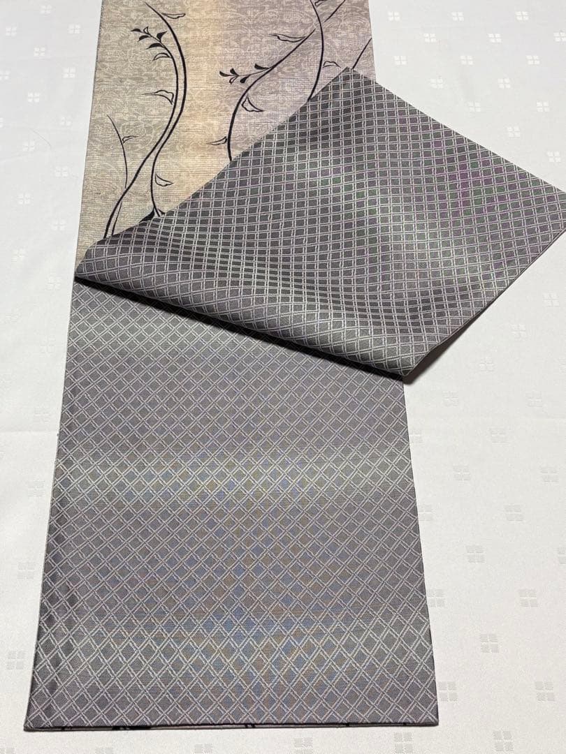 未使用品　和服帯　正絹　手描き.染め　生紬　袋帯(全通) 早い者勝ち