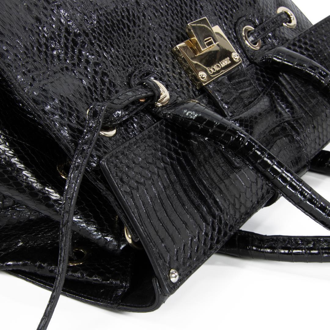 本物 ジミーチュウ 2WAYバッグ レディース パイソン ロザリー 黒 斜め掛け