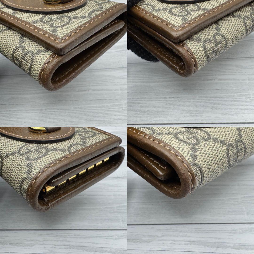 【美品】GUCCI　ホースビット　GG柄　スプリーム　キーケース　6連　ブラウン