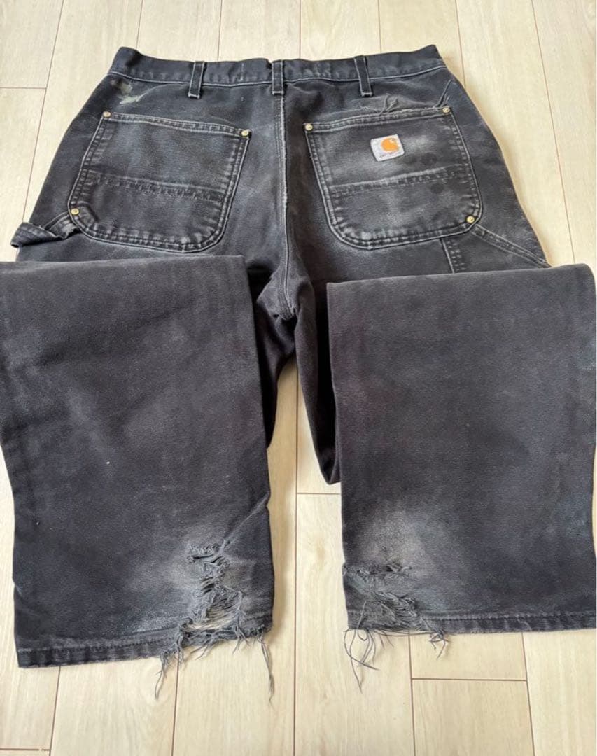 カーハート　ダブルニーブラック　雰囲気抜群　W32 L32 極上フェード