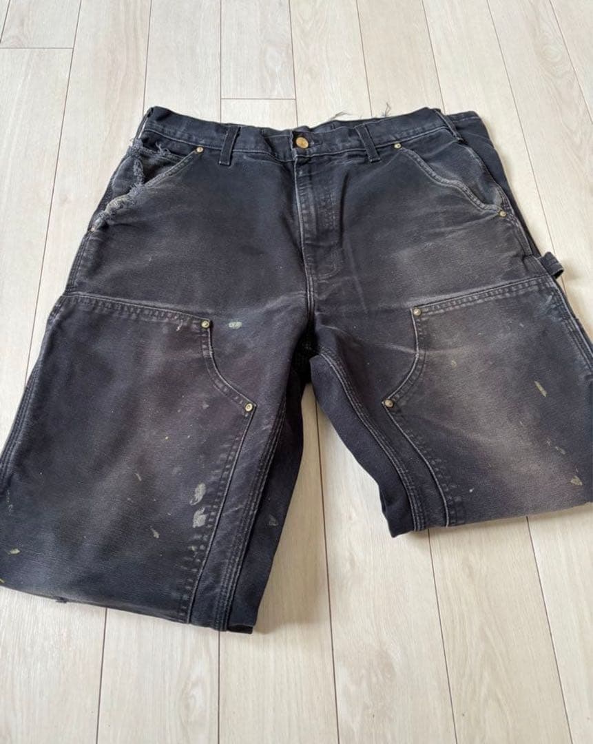 カーハート　ダブルニーブラック　雰囲気抜群　W32 L32 極上フェード