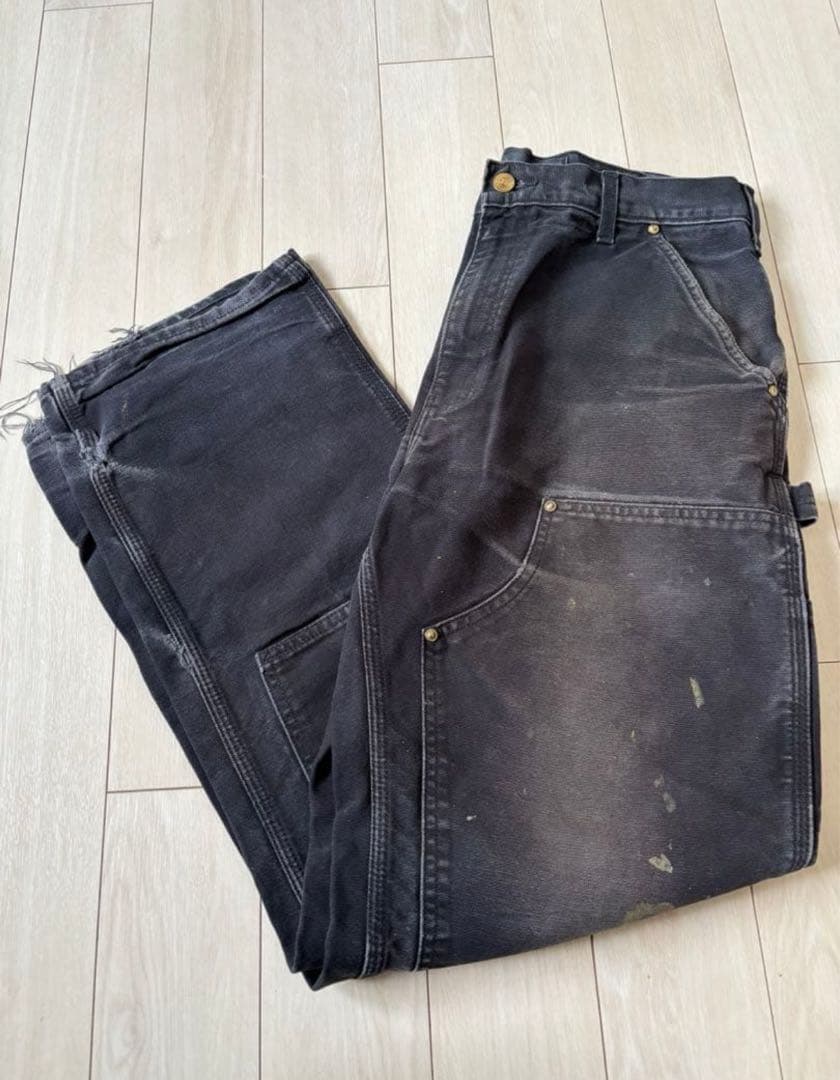 カーハート　ダブルニーブラック　雰囲気抜群　W32 L32 極上フェード