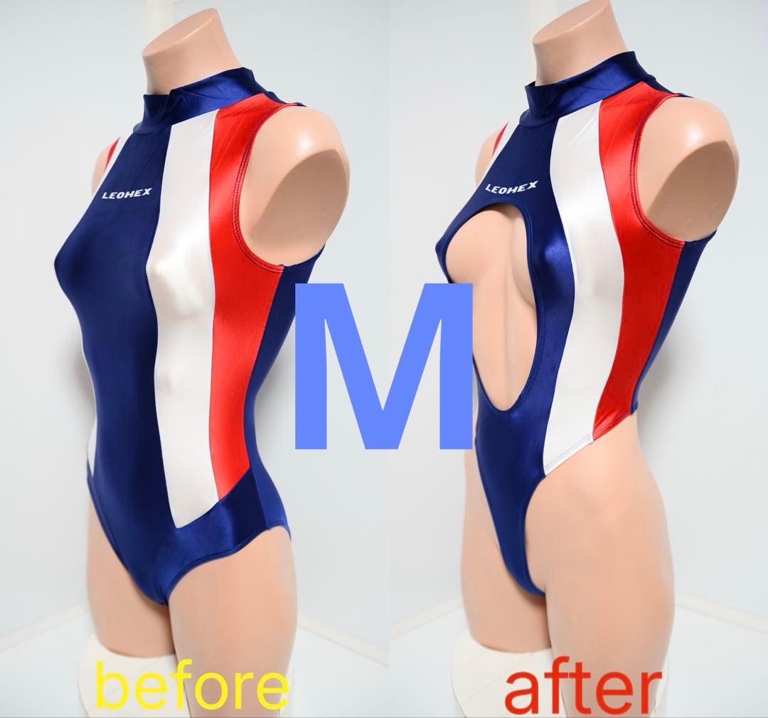 LEONEX スポーツ用水着 M ネイビー/レッド/ホワイト