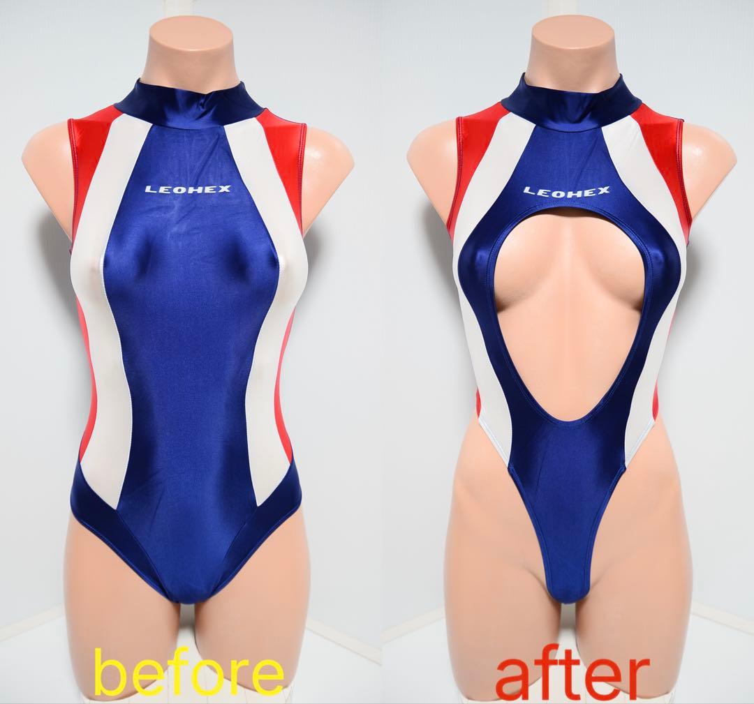 LEONEX スポーツ用水着 M ネイビー/レッド/ホワイト